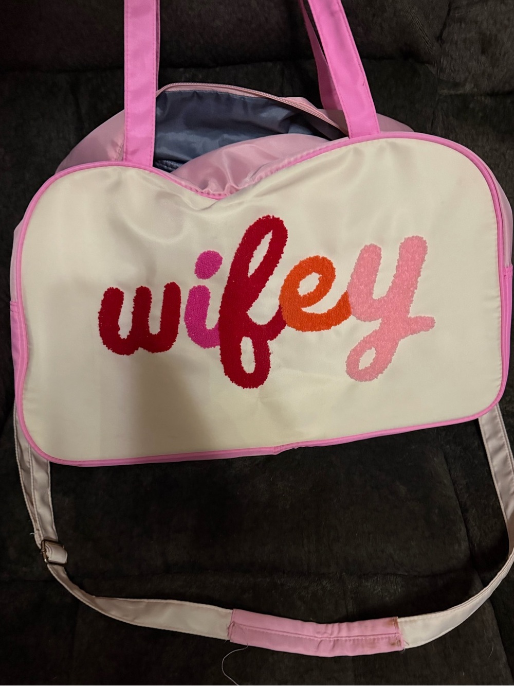 Pink 'Wifey' Tote Bag - Pink & Cream - Picture 2 of 3